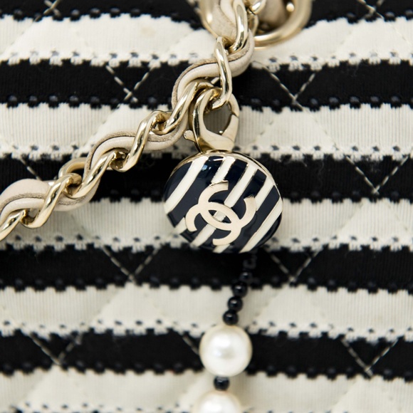 Chanel Quilted Striped Fabric Classic Medium Double Flap Bag - Picture 12 of 16